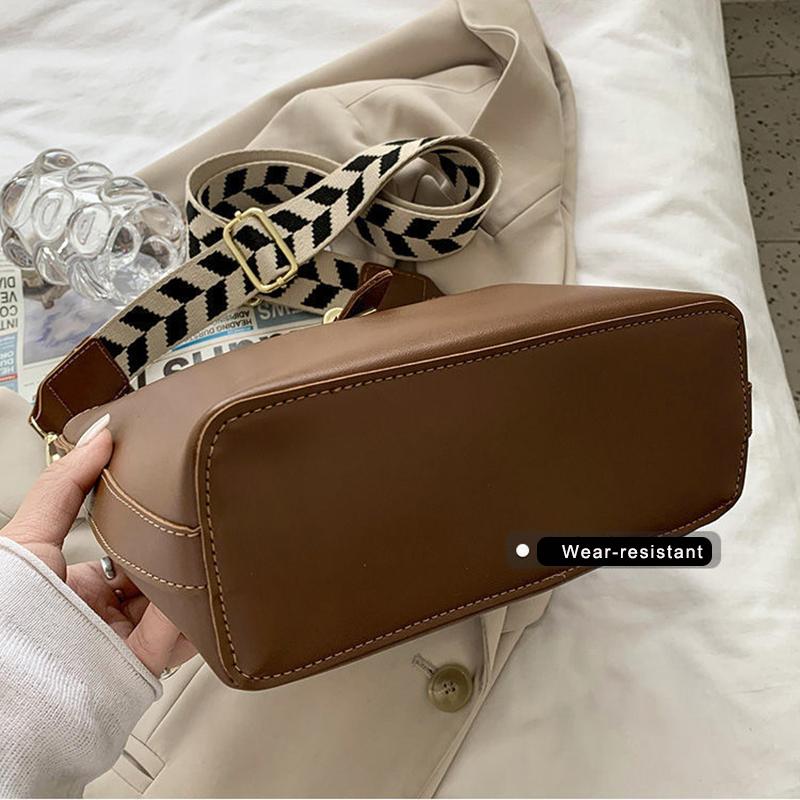 Crossbody Bags Portable PU Leather Wide Strap Shoulder Bags Casual Female Multi-Layer Large Capacity 3 Colors