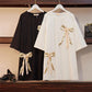 Big Bow Decoration Women Dress Girl Loose O-Neck Batwing Sleeve Casual Long T-shirt Dress Big Loose Home Comfort Outer Convenient