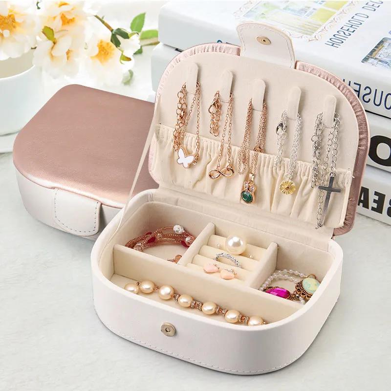 Jewelry Storage Box Small Necklace Ring Earrings Earrings Storage Artifact Portable Travel Simple Jewelry Jewelry Box