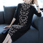 Autumn and Winter Women's Retro Knitted Dresses, Ladies Temperament Mid-length Over-the-knee Straight Base Sweater Skirt