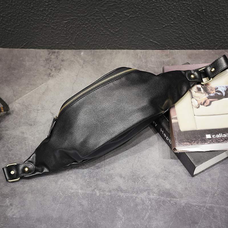Waist Bag Men Portable Large Capacity Lychee Phone Bag Chest Bag Outdoor Sports Shoulder Bag