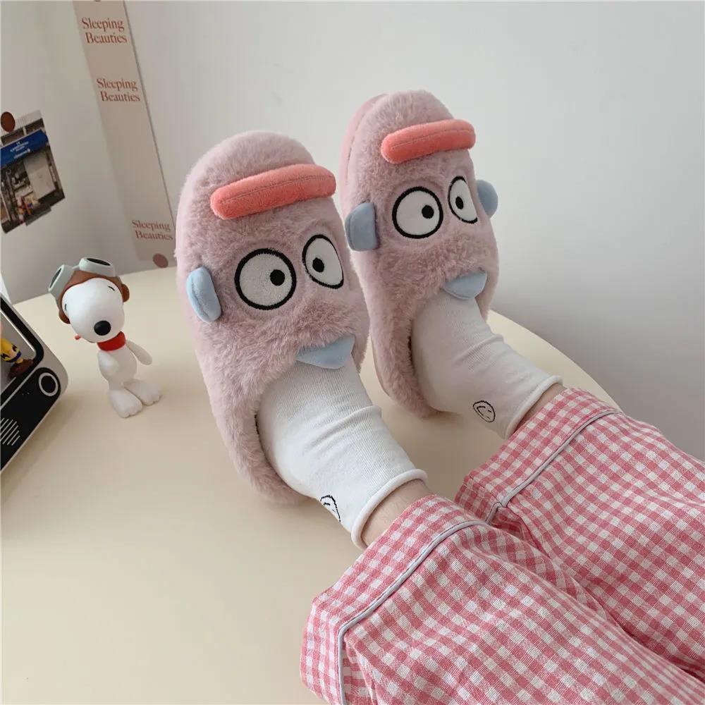 Cute Duckling Cotton Slippers To Keep Warm Autumn and Winter Flat Shoes Indoor Non-slip Cotton Shoes Soft Shoes