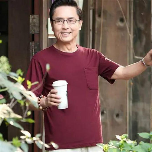 Middle-aged Men's Short-sleeved T-shirt Dad Middle-aged and Elderly Round Neck 40-50 Year Old Undershirt Old Man Grandpa Summer