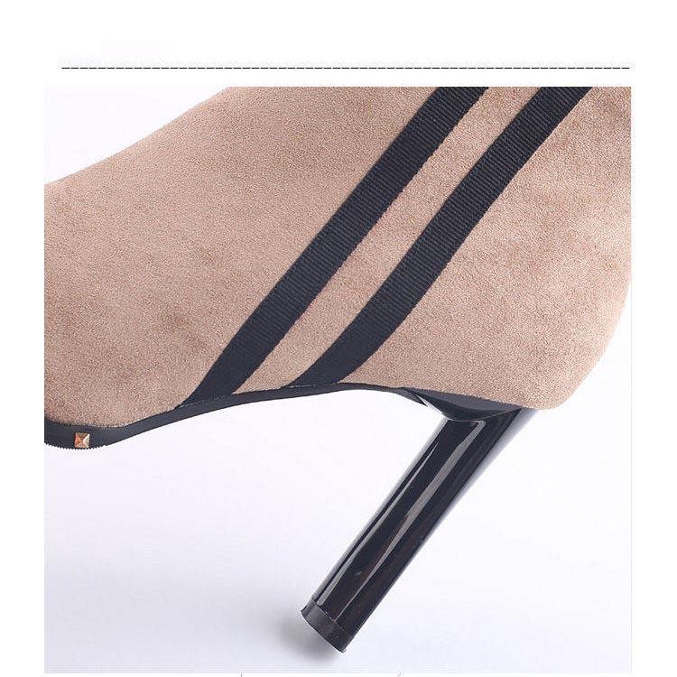 Women's Pointed Ankle Boots Sexy Leather Short Boot Lady Stiletto Heel Shoes Winter Boots Highstreet