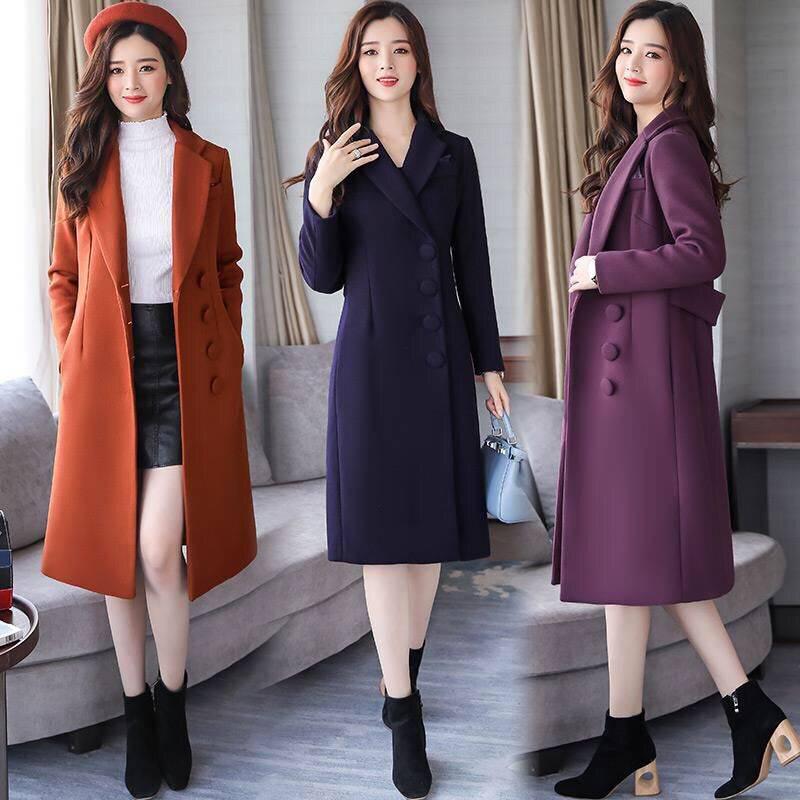 Woolen Coat Women Wool Jacket Long Coats Plus Size Wool Blend Overocat Ladies Warm Outerwear