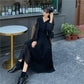 Spring Summer Women's Knee-length Dress French Gentle Wind V-neck Chiffon Solid Color Long-sleeved Dress