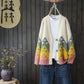 Color Matching Jacquard Knitted Sweater Cardigan Casual Versatile Knitted Sweater Jacket V-neck Long-sleeved Warm Retro Style