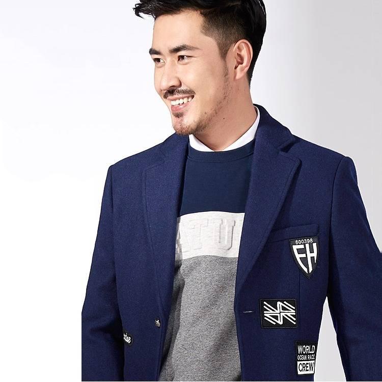 Men Casual Coat Woolen Trench Coat Business Male Solid Overcoat Med- Long Jackets Tops Men's Jacket