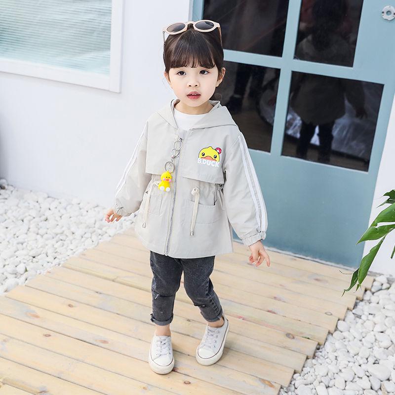 Autumn Girls Windbreaker Coat Baby Kids Cartoon Print Hooded Outwear Baby Kids Coats Jacket Clothing