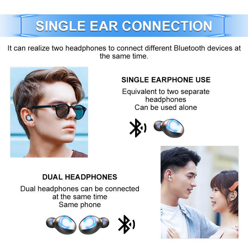 Bluetooth Earphones Mini LED Display Headphone Stero Sound 1200mah Power Bank Sport Wireless Headset