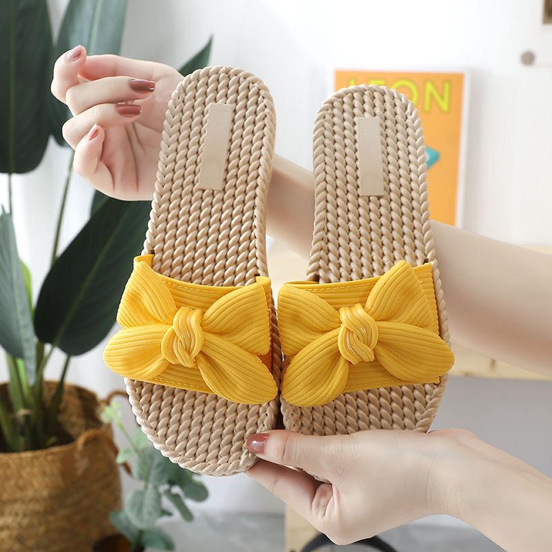 2021 New Summer Slippers Women's Outer Wear Fashion Bows All-match Non-slip Sandals Ladies Slippers