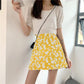 Wrinkled Chrysanthemum Chiffon Skirt Summer Women's Flower Printed Short Skirt A-line High Waist Retro Bag Hip Skirt Thin All Match Casual Mini Skirt