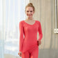 Women's Modal Elastic Seamless Body Pajamas Set Fitting Warm Thin Tight Pyjamas Solid Round Neck Long Sleeves Sleeping Suit Nightgowns Set