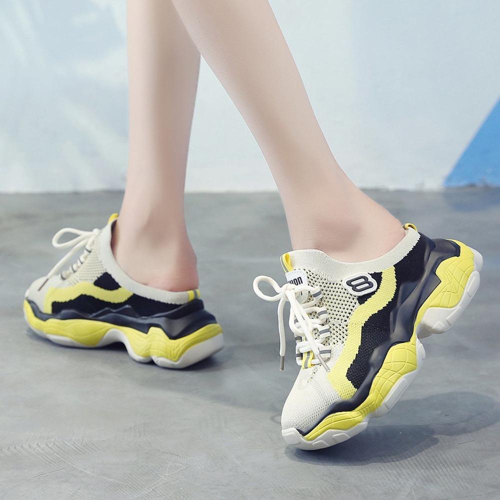 Roman Breathable Chunky Sneakers Women Summer Mesh Slip-on Woman Casual Sneakers Thick Sole Women Shoes