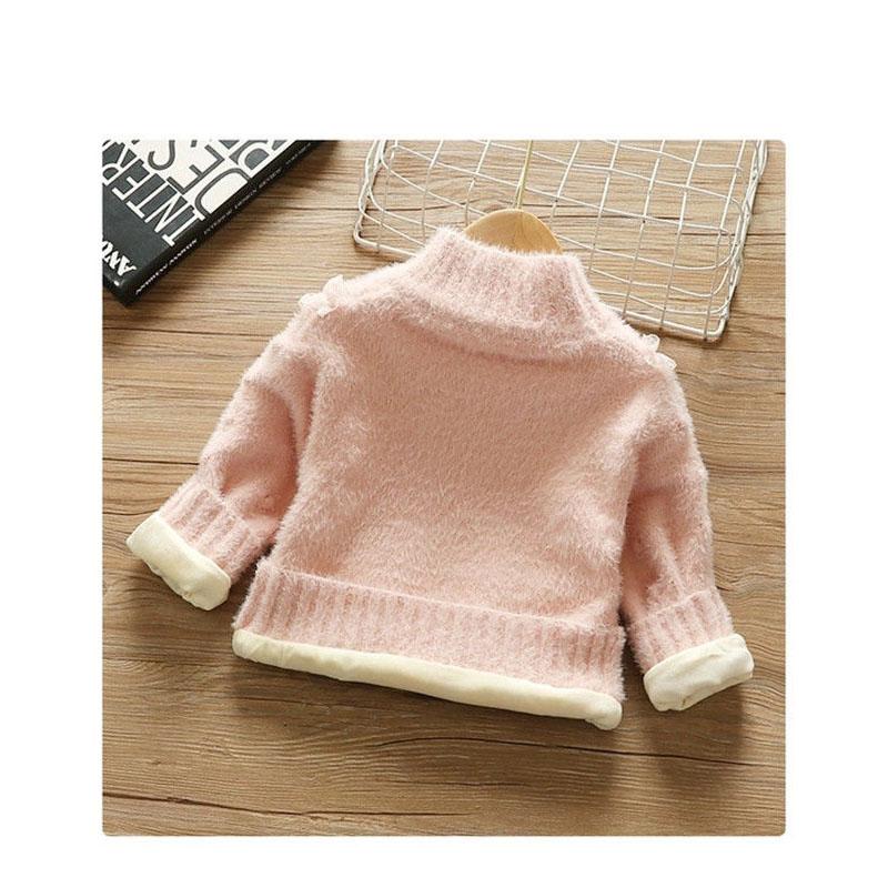 Baby Girl's Plush Thickened Mink Sweater Foreign Style Autumn and Winter Girl's Inner Sweater