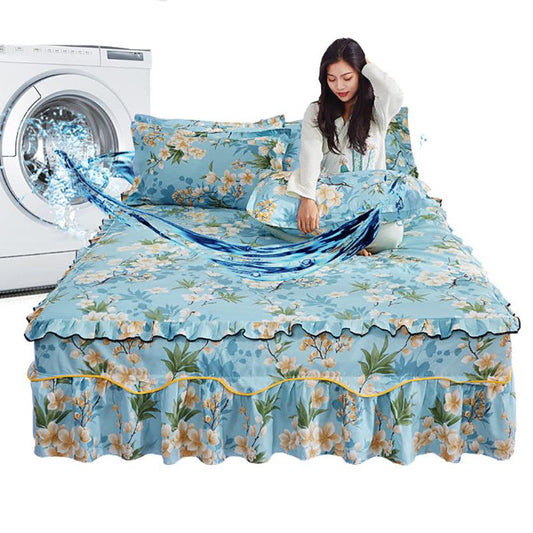 Non-slip Mattress Protection Cover Skin-friendly Bed Cover Bedroom Twill Bed Skirt Bedspread