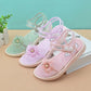 Girls Sandals Summer Flowers Children Princess Crystal Shoes Flat Non-slip Plastic Sandals for Students
