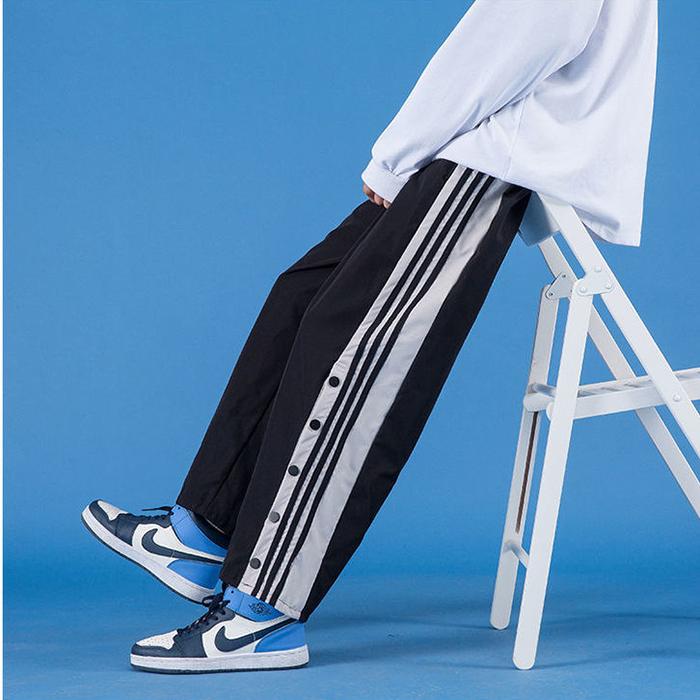 WTEMPO Men's Buttoned Pants Straight Basketball Sweatpants Plus Size Loose Casual Pants