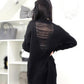 Spring and Autumn Sexy Mid-length Sweater V-neck Pullover Irregular Top Loose Hole Knit Sweater Dress