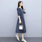 Women Floral Long Dress Casual Cotton Skirt Tight Waist Show Thin Bottom Dress Ethnic Long Sleeve Clothing