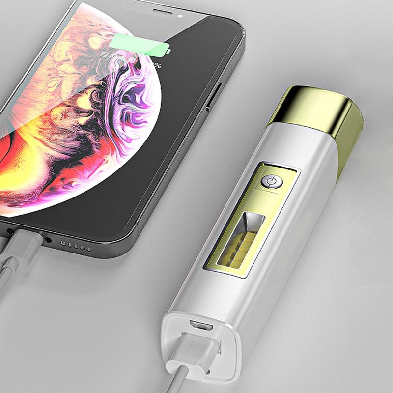 Professional Two-in-one LED Flashlight USB Rechargeable IPX6 Waterproof 4 Modes Outdoor Portable Waterproof ABS Strong Light Power Bank