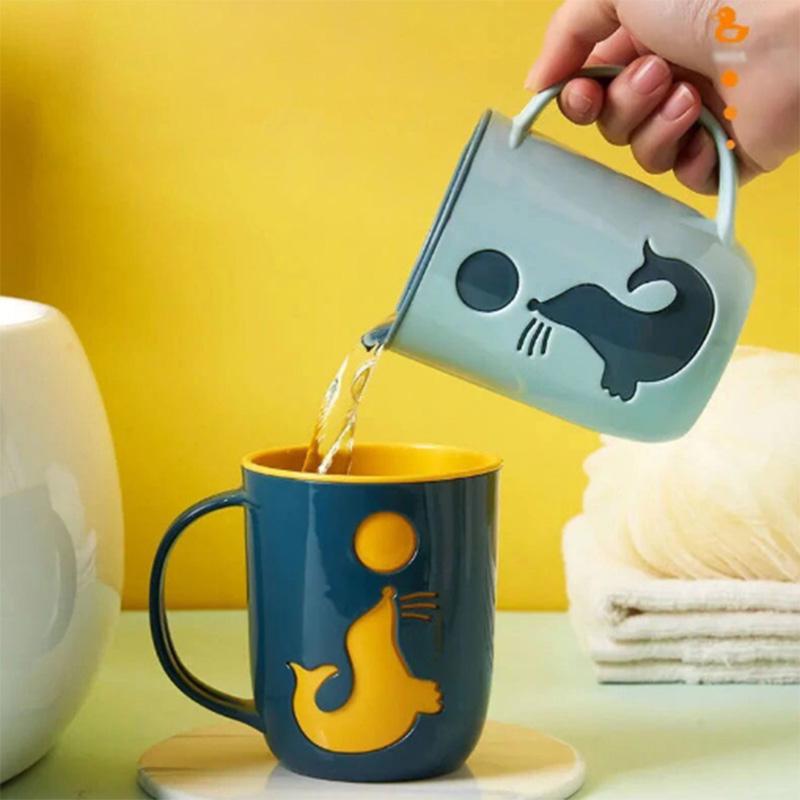 2 Sets of Couples Brushing Cups Unisex Cute Mouthwash Cup Tooth Cylinder Cup Household Simple Wash Cup Toothbrush Cup