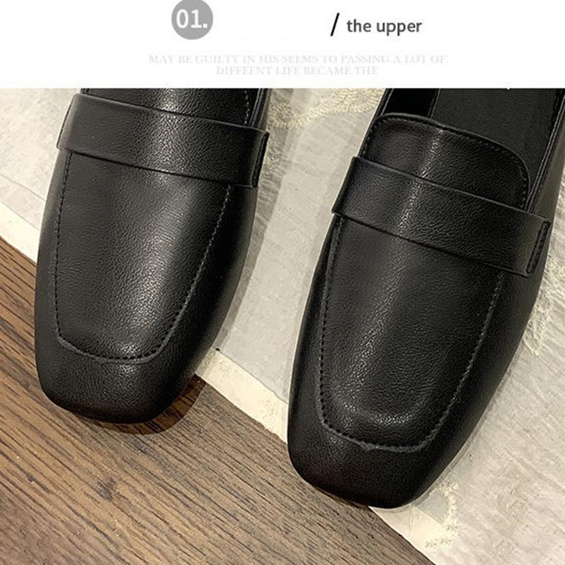 Simple Leather Shoes, Women's Versatile Flat-bottomed Work Shoes British Style Two-wear Single Shoes Soft-soled Comfortable Loafers