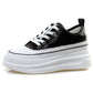 Women's Platform Shoes Sequined Shoes Leather Breathable Inner Increase White Shoes Casual Shoes Female Students' Thick-soled Shoes