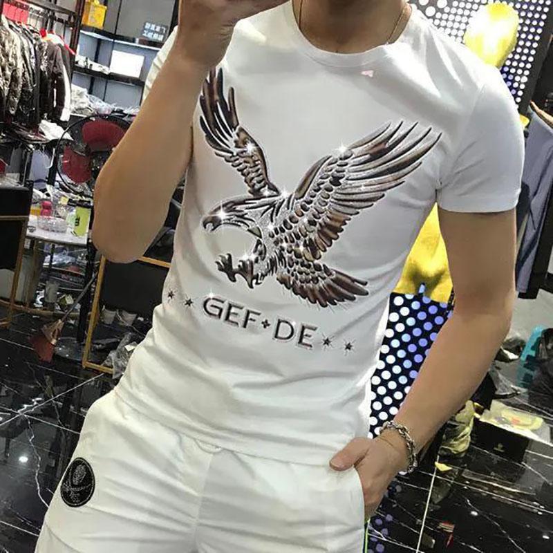 3D Diamond Eagle Print Shirt Summer Men T-shirt Fashion Overshirt Half Sleeve Tees Loose Breathable Pullover