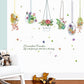 Succulent flower basket cartoon wall sticker TV sofa background decoration removable wall stickers