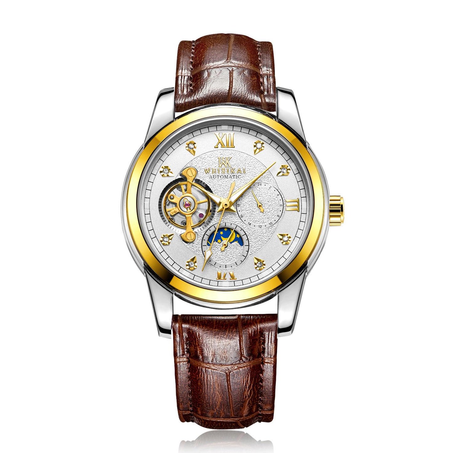 Fashion Wave Clock Multi Function Display Mens Automatic Mechanical Watches Top Brand Luxury