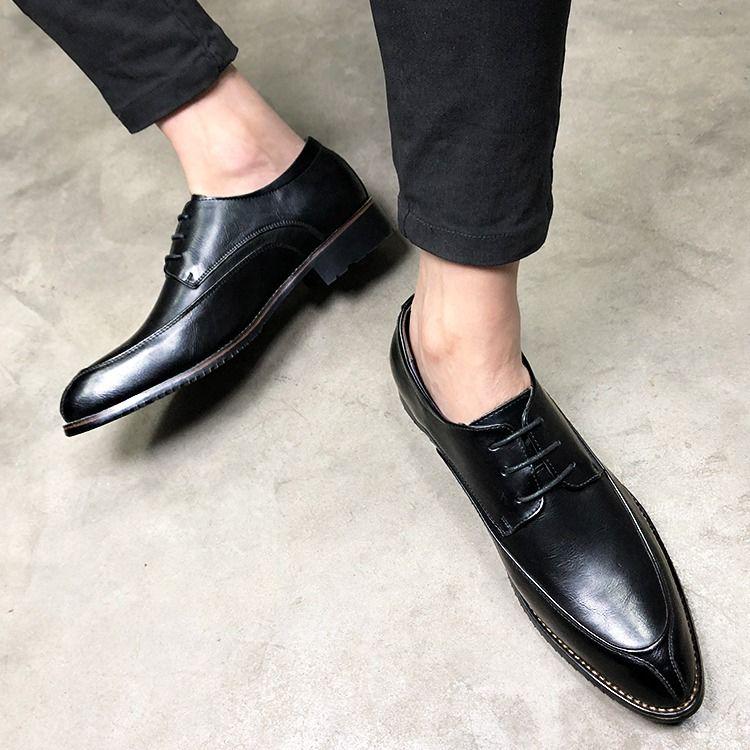 Formal British Style Men Leather Trend Pointed Toe Slip-On Design Mens Business Wedding Dress Shoes