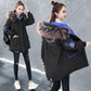 Winter Mid-length Loose Cotton Jacket Korean Version Plus Velvet Thick Coat Embroidery Hit Color Ladies Parkas