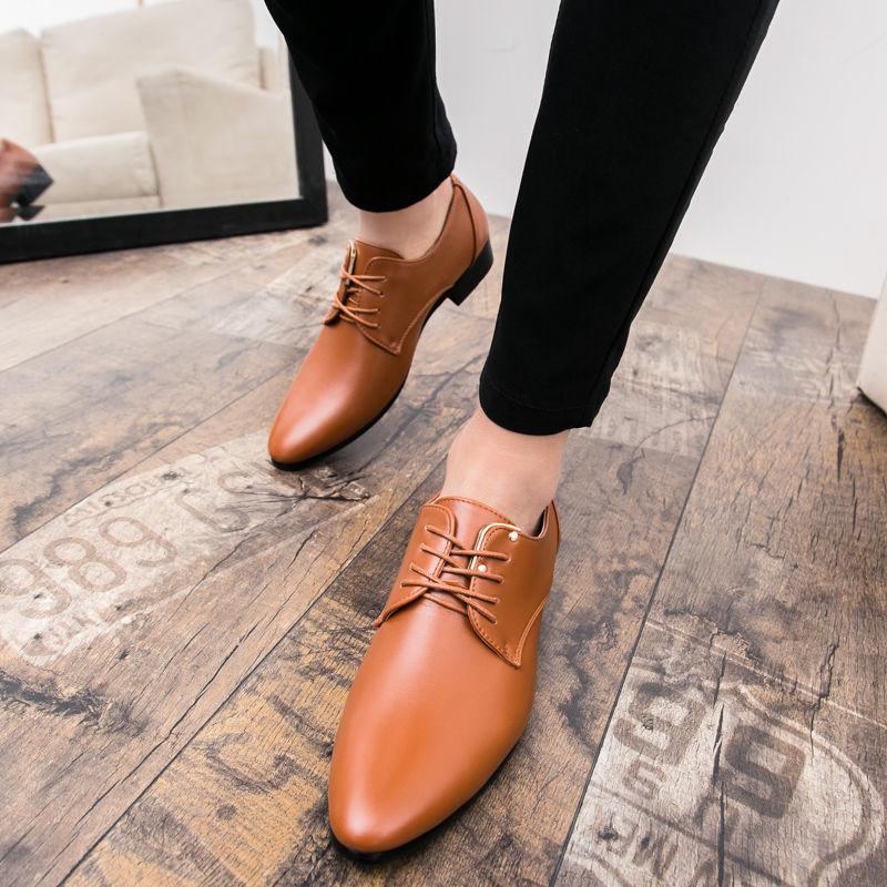 Fashion Pointed Toe Leather Shoes Men's Business Casual Shoes British Style Patent Leather Shoes