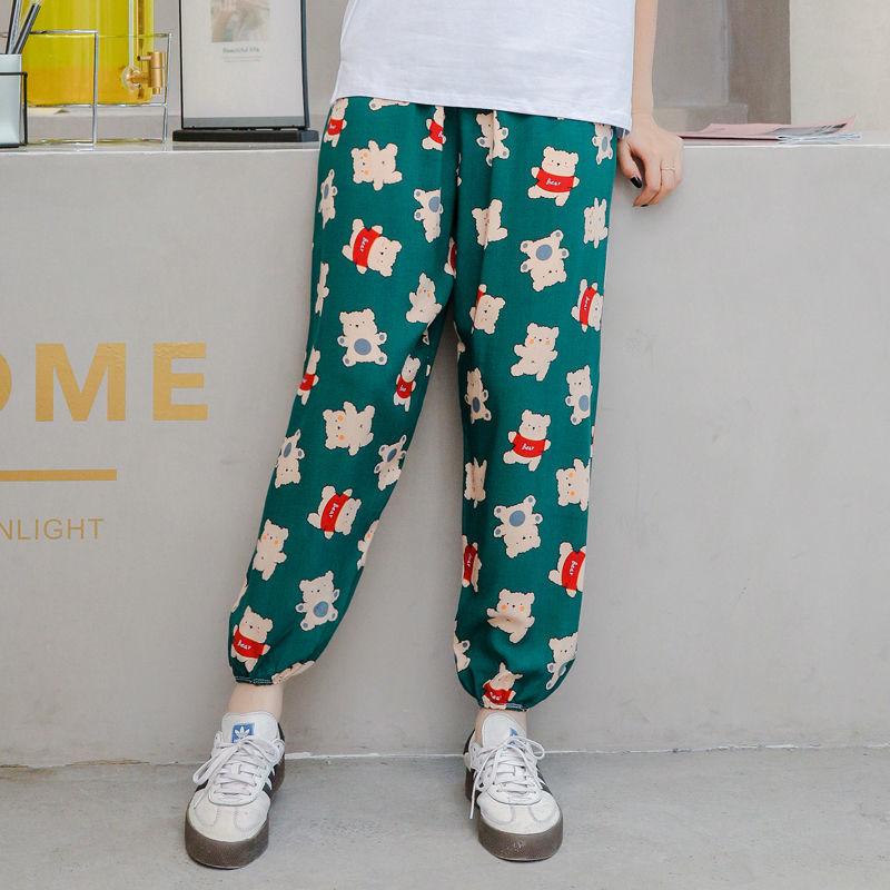 Ladies Pants Wide Leg Bloomers Summer Loose Thin Home Casual Pants Silk Beach Pants