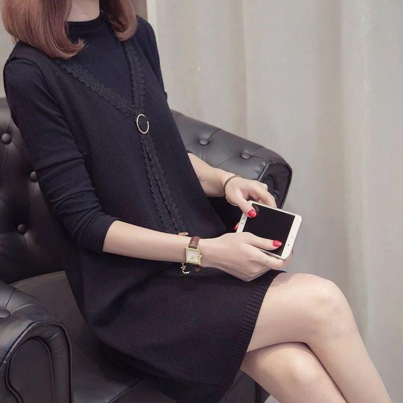 Autumn and Winter Lace Vest Dress Loose Sleeveless Long Vest Fashion Casual Women's Strap Skirt