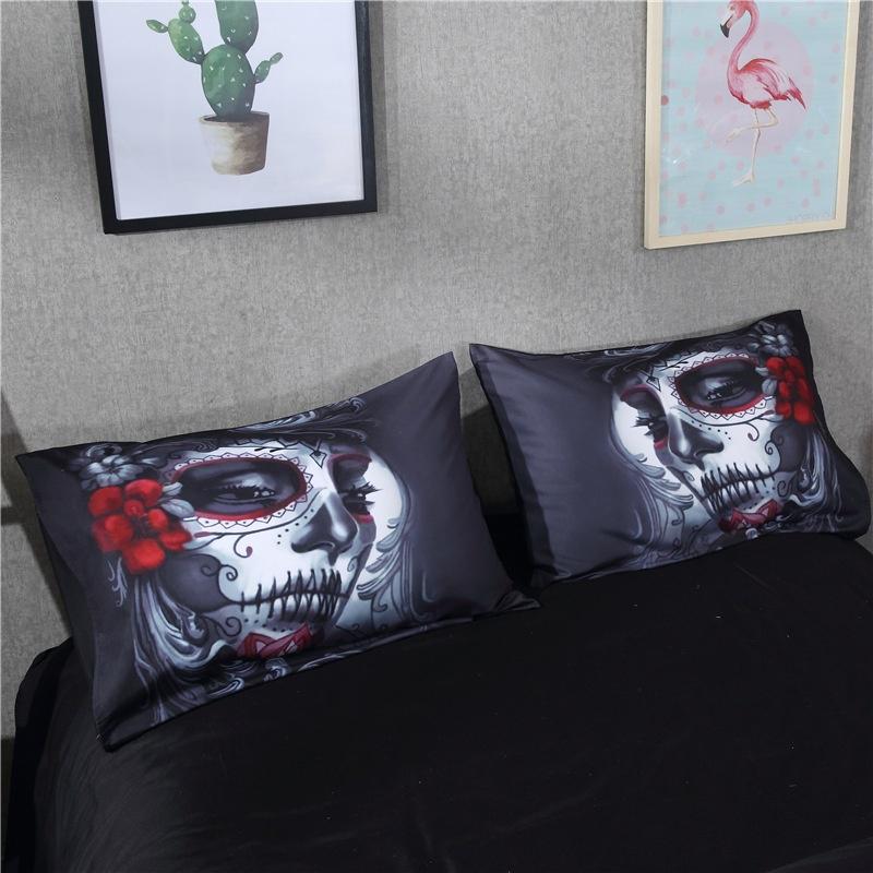 WTEMPO Halloween Bedroom Decor Skull Printed 3D Bedding Set 2/3Pcs Duvet Cover Set Single Twin Doubl