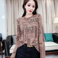 Girls' Top Clothing Fashion Printing Long-sleeved T-shirt All-match Round Neck Slim Bottoming Shirt