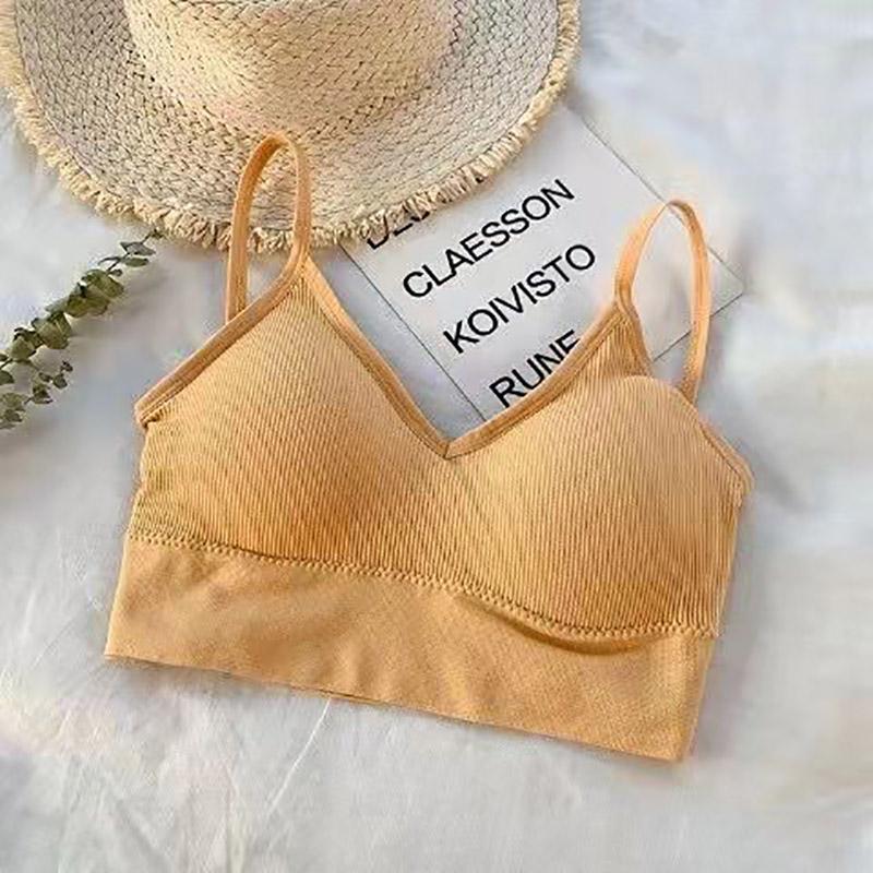 Simple Solid Color Suspender Inside Underwear Cross Style Beautiful Back No Steel Ring Thread Bra Bottomed Vest Bra