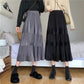 High Waist Gold Velvet Pleated Skirt Mid-length Long Skirt Solid Color All-match Skirt Autumn and Winter Female A-line Skirt