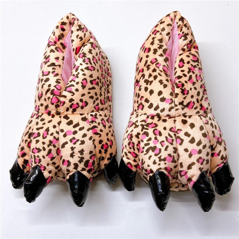 Cartoon Autumn and Winter Dinosaur Paw Cotton Shoes Multi-color Tiger Paw Cotton Slippers Cute Couple Lover's Non-slip Warm Shoes