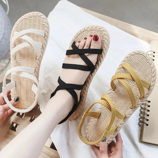 Summer Roman Sandals Students Wear Slippers Outside Women's Summer Fashion Strappy Slippers