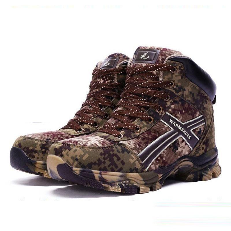 Cotton Shoes Outdoor Wool Cold Boots Fur One Winter Snow Boots Men's High-top Warm Cotton Boots Camouflage