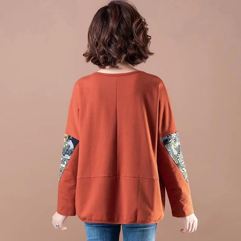 Women Clothes Spring Autumn Casual Ladies Clothing Patch Long Sleeve T-Shirts Ladies Fashion Tops Pullovers