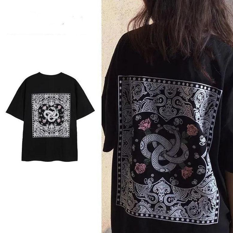 Summer Women Couple's Printed Short Sleeve Casual T-shirt Loose Vintage Round Collar Streetwear Cool T-shirt