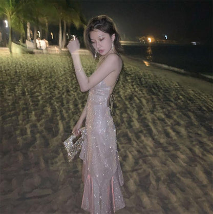 Summer V-neck Halter Sling Dress Women's Dress