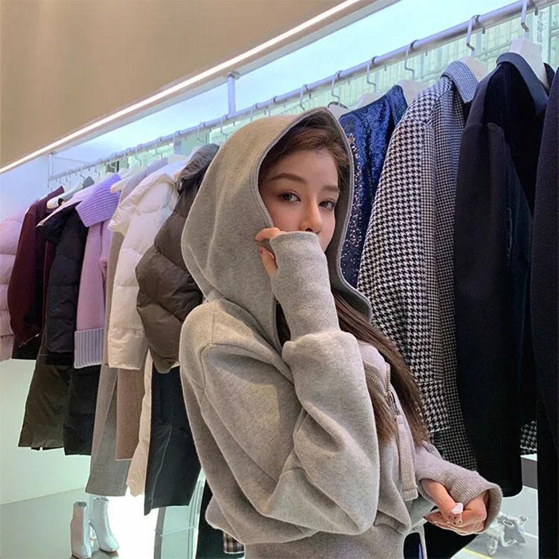 2PCS Women's Spring and Autumn Hooded Sweater Suit Ladies Waist Thin Cardigan + Legging Casual Sports Pants Two-piece Student Fitness Jogging Suit