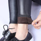 Large Size Faux Leather Pants Fashion High Waist Slimming Warm Pants Plus Velvet Thickening Women's Winter Leggings