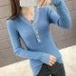Autumn and Winter V-neck Knitted Bottoming Shirt, Short Long-sleeved Inner Sweater, Fashionable and Simple Female Top