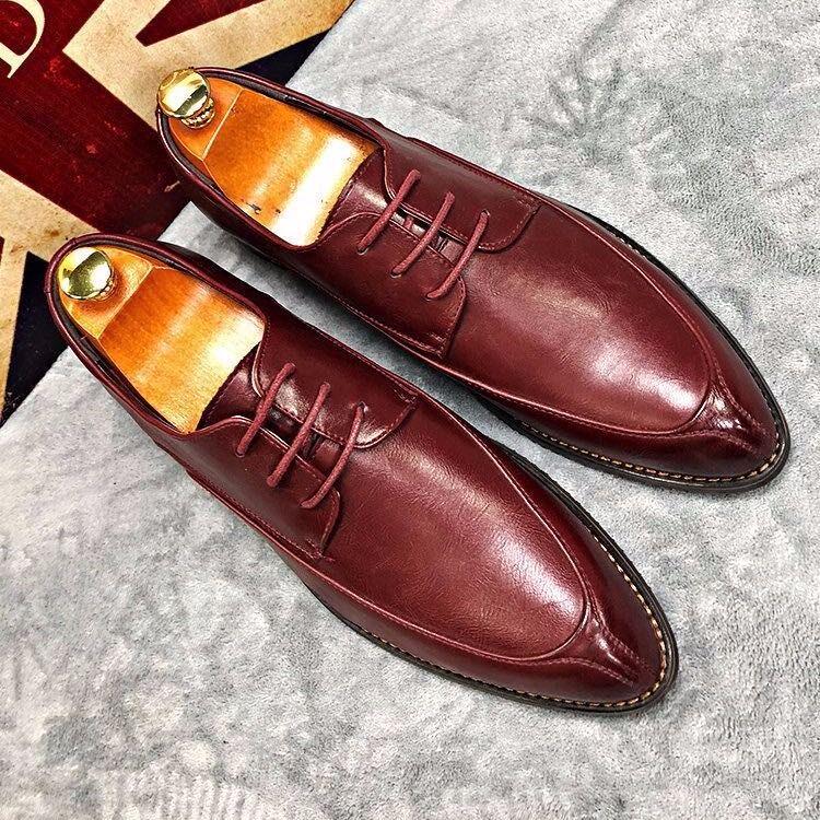 Formal British Style Men Leather Trend Pointed Toe Slip-On Design Mens Business Wedding Dress Shoes